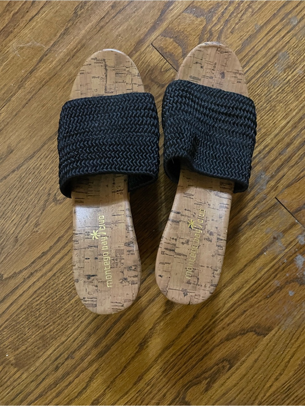 Montego Bay Club Black Braided Slide Sandals